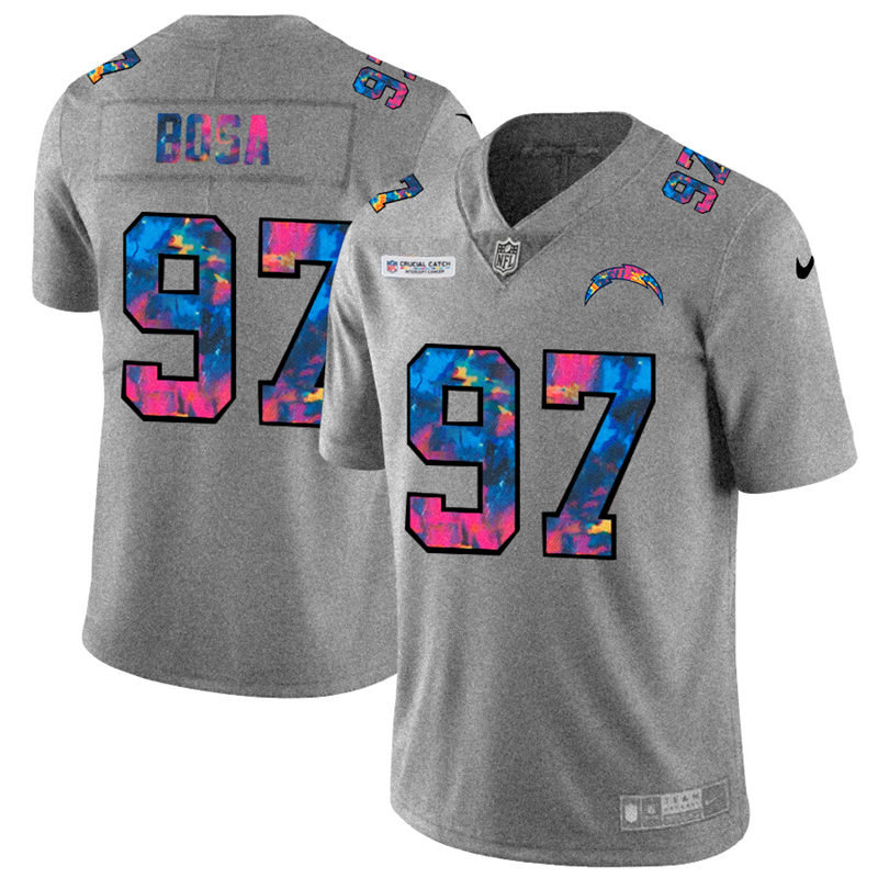NFL Los Angeles Chargers #97 Joey Bosa Men Nike MultiColor 2020  Crucial Catch  Jersey Grey->los angeles chargers->NFL Jersey